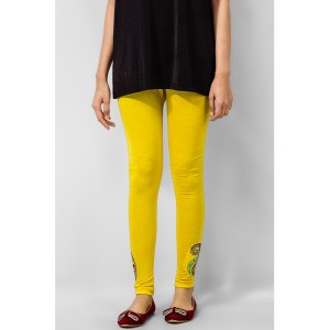 Women's Yellow Viscose Embroidered Tights. MVC-26